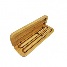Custom Engraved Bamboo Metal Pen with Case for Business Gift