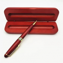 Craft Red Wood Ballpoint Pen Set with Wooden Box Perfect Gift for Teachers and Graduates