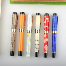 Luxury 18K Gold Fountain Pen with Elegant Blue Acrylic Barrel for Professional Use and Gifting