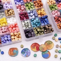 Multicolor Wax Sealing Beads for Stamps with 8-Shape Box Packaging for Invitations and Gifts
