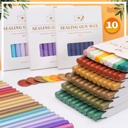 European-Style Sealing Wax Sticks for Sealing Guns, 10 Sticks Per Box, Assorted Colors