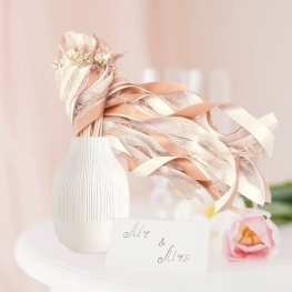 European-Style Wedding Ribbon Wands with Bells and Feathers for Celebrations