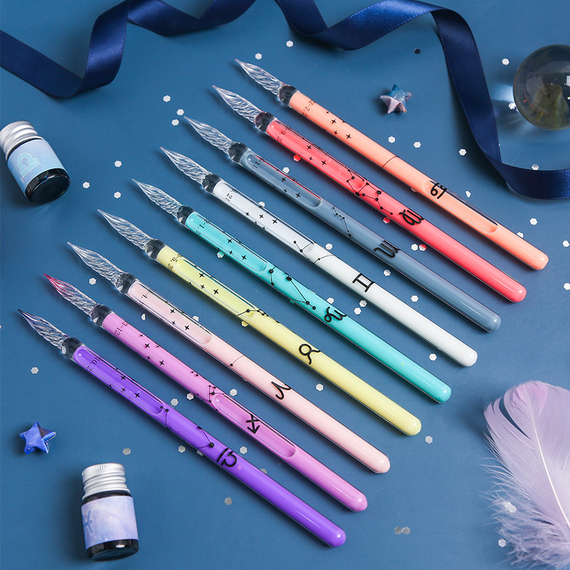 Zodiac Glass Dip Pen Set